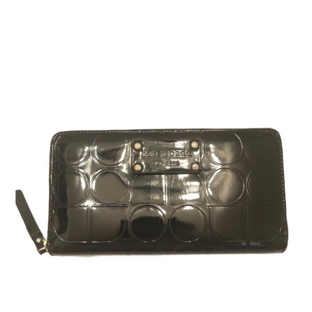 Kate spade black embossed zipper wallet